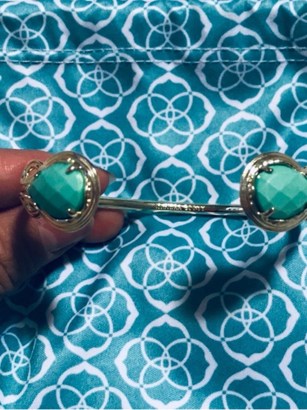 Kendra Scott Gold Open Cuff with Turquoise Stones